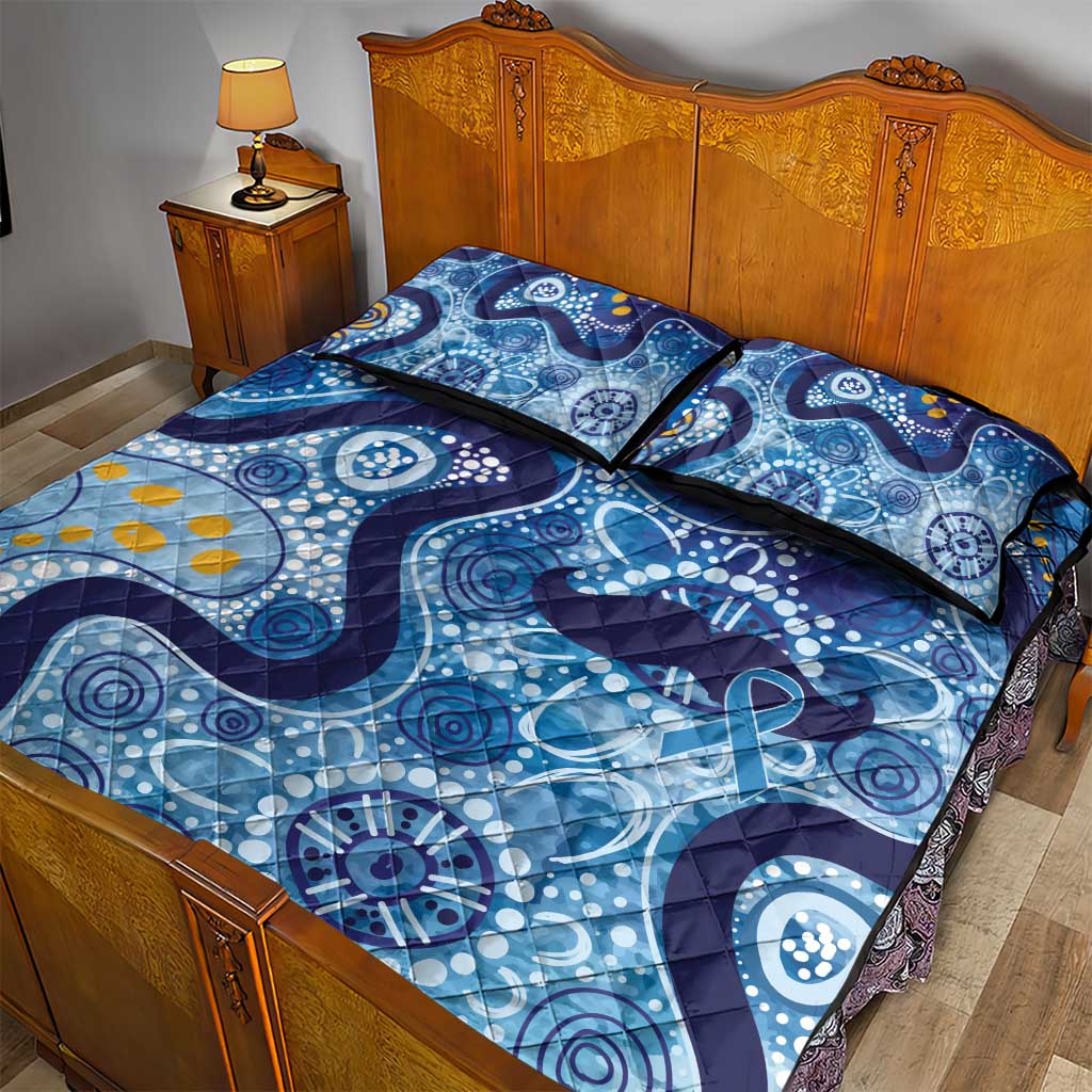 Australia Indigenous Blue Ribbon Quilt Bed Set Mo Bros Mustache - Aussie Hoodie
