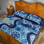 Australia Indigenous Blue Ribbon Quilt Bed Set Mo Bros Mustache - Aussie Hoodie