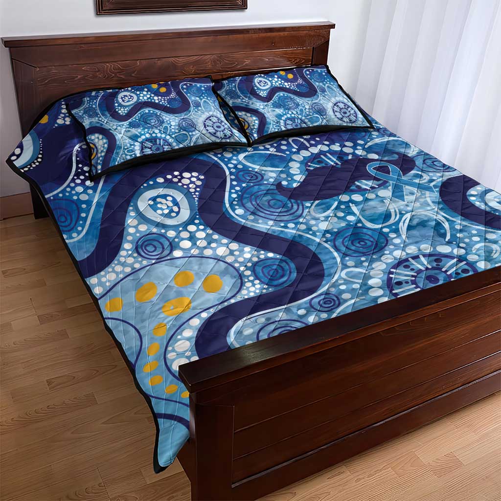 Australia Indigenous Blue Ribbon Quilt Bed Set Mo Bros Mustache - Aussie Hoodie