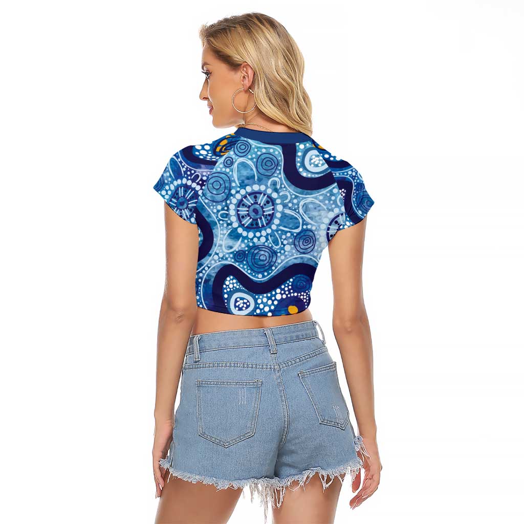 Australia Indigenous Blue Ribbon Raglan Cropped T Shirt Mo Bros Mustache - Aussie Hoodie
