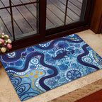 Australia Indigenous Blue Ribbon Rubber Doormat Mo Bros Mustache - Aussie Hoodie