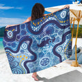 Australia Indigenous Blue Ribbon Sarong Mo Bros Mustache - Aussie Hoodie