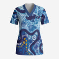 Australia Indigenous Blue Ribbon Scrub Top Mo Bros Mustache - Aussie Hoodie