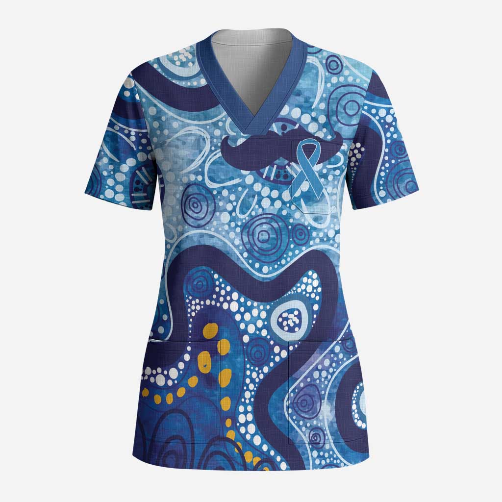 Australia Indigenous Blue Ribbon Scrub Top Mo Bros Mustache - Aussie Hoodie