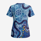 Australia Indigenous Blue Ribbon Scrub Top Mo Bros Mustache - Aussie Hoodie