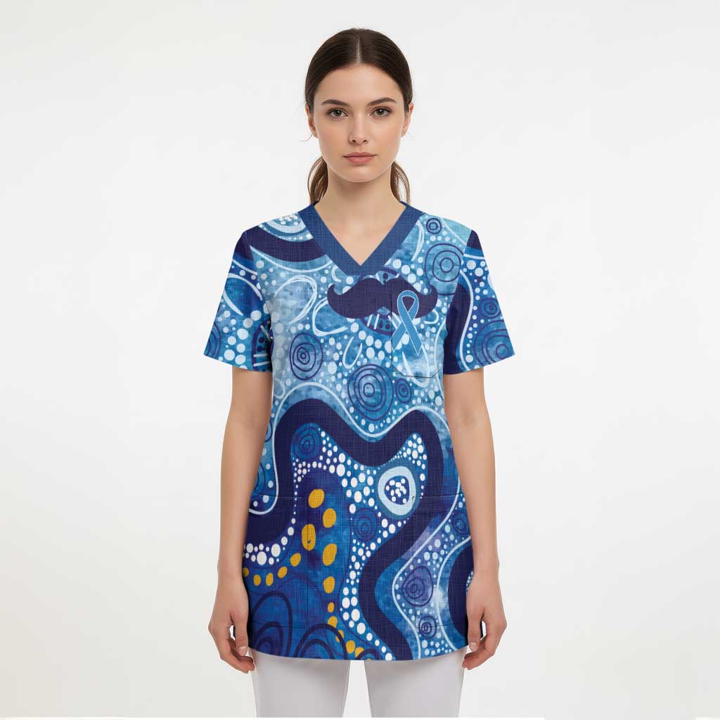 Australia Indigenous Blue Ribbon Scrub Top Mo Bros Mustache - Aussie Hoodie