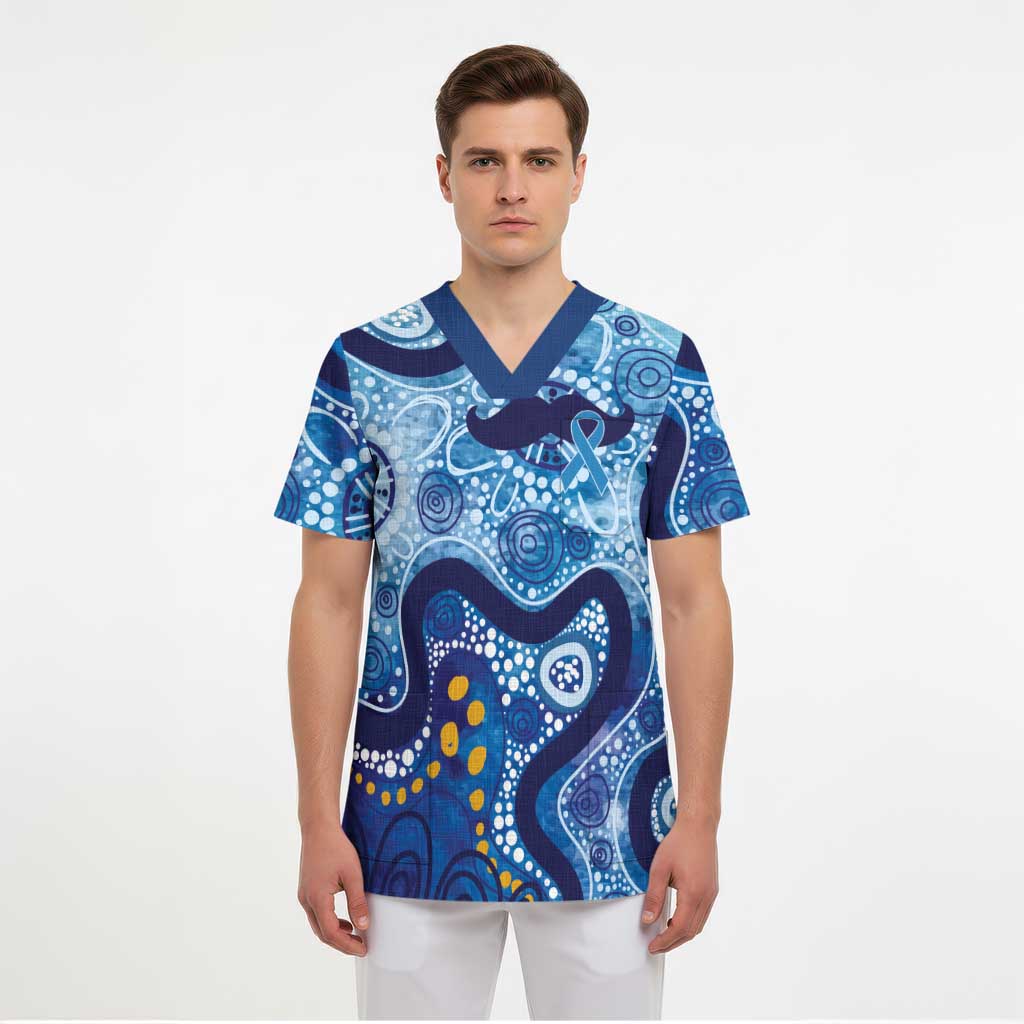 Australia Indigenous Blue Ribbon Scrub Top Mo Bros Mustache - Aussie Hoodie