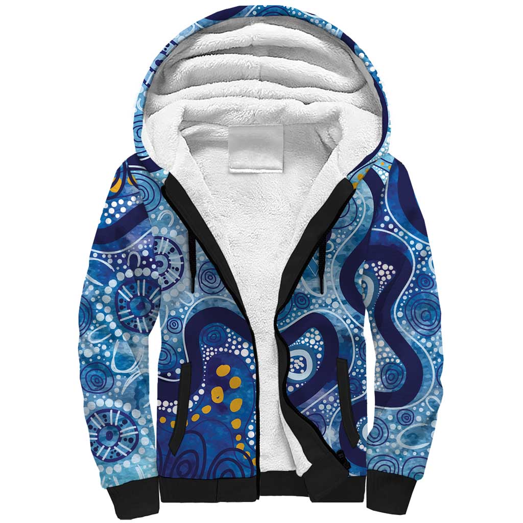 Australia Indigenous Blue Ribbon Sherpa Hoodie Mo Bros Mustache - Aussie Hoodie