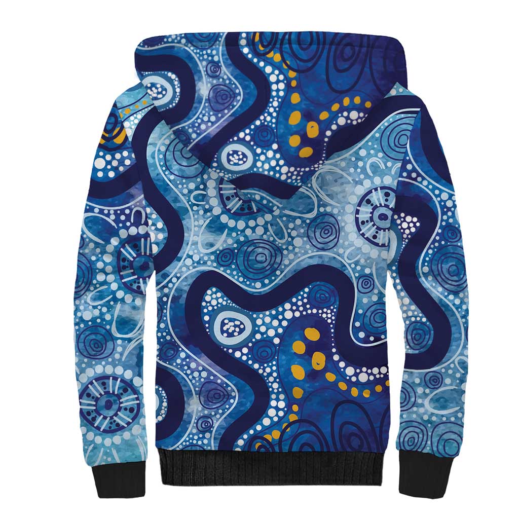 Australia Indigenous Blue Ribbon Sherpa Hoodie Mo Bros Mustache - Aussie Hoodie