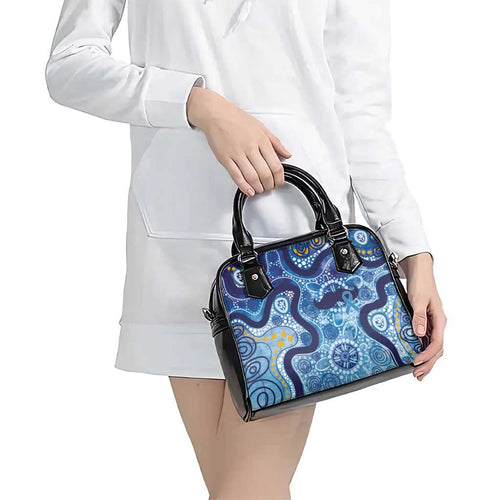 Australia Indigenous Blue Ribbon Shoulder Handbag Mo Bros Mustache - Aussie Hoodie