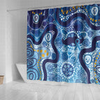Australia Indigenous Blue Ribbon Shower Curtain Mo Bros Mustache - Aussie Hoodie
