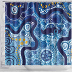 Australia Indigenous Blue Ribbon Shower Curtain Mo Bros Mustache - Aussie Hoodie