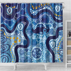 Australia Indigenous Blue Ribbon Shower Curtain Mo Bros Mustache - Aussie Hoodie