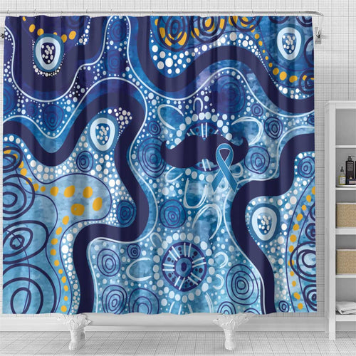 Australia Indigenous Blue Ribbon Shower Curtain Mo Bros Mustache - Aussie Hoodie