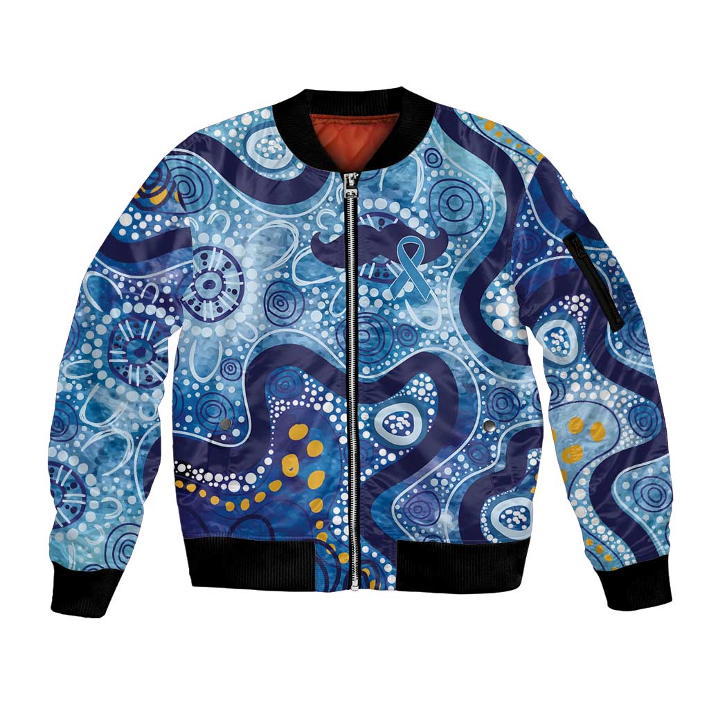 Australia Indigenous Blue Ribbon Sleeve Zip Bomber Jacket Mo Bros Mustache - Aussie Hoodie