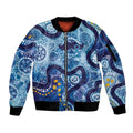 Australia Indigenous Blue Ribbon Sleeve Zip Bomber Jacket Mo Bros Mustache - Aussie Hoodie