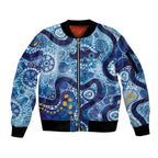 Australia Indigenous Blue Ribbon Sleeve Zip Bomber Jacket Mo Bros Mustache - Aussie Hoodie