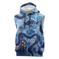 Australia Indigenous Blue Ribbon Sleeveless Hoodie Mo Bros Mustache - Aussie Hoodie