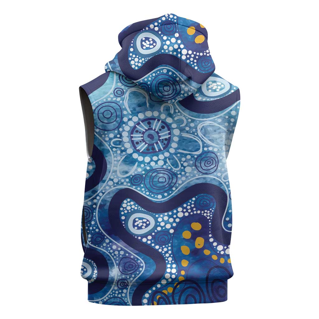 Australia Indigenous Blue Ribbon Sleeveless Hoodie Mo Bros Mustache - Aussie Hoodie