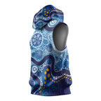 Australia Indigenous Blue Ribbon Sleeveless Hoodie Mo Bros Mustache - Aussie Hoodie
