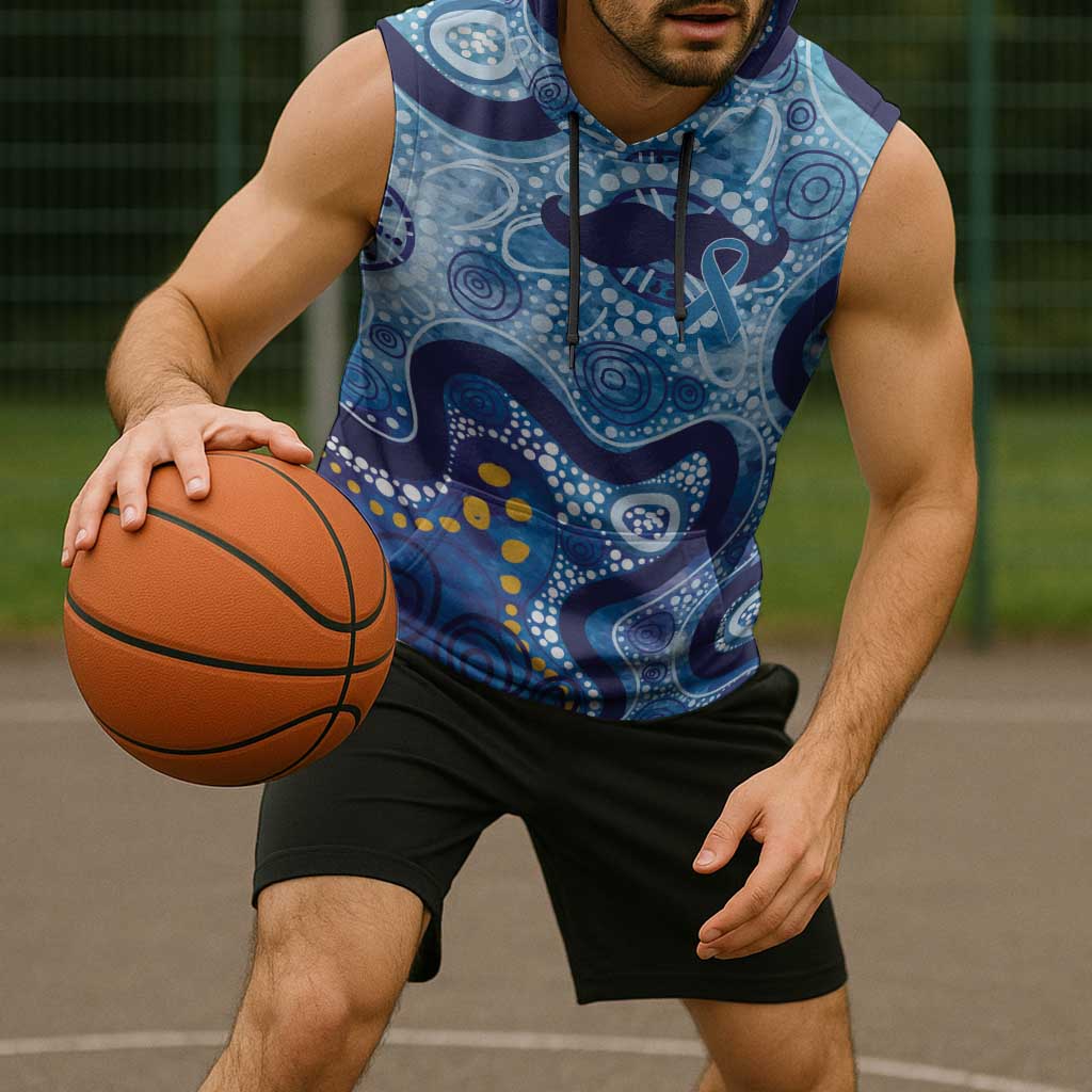 Australia Indigenous Blue Ribbon Sleeveless Hoodie Mo Bros Mustache - Aussie Hoodie