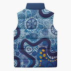 Australia Indigenous Blue Ribbon Sleeveless Puffer Jacket Mo Bros Mustache - Aussie Hoodie