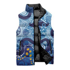Australia Indigenous Blue Ribbon Sleeveless Puffer Jacket Mo Bros Mustache - Aussie Hoodie