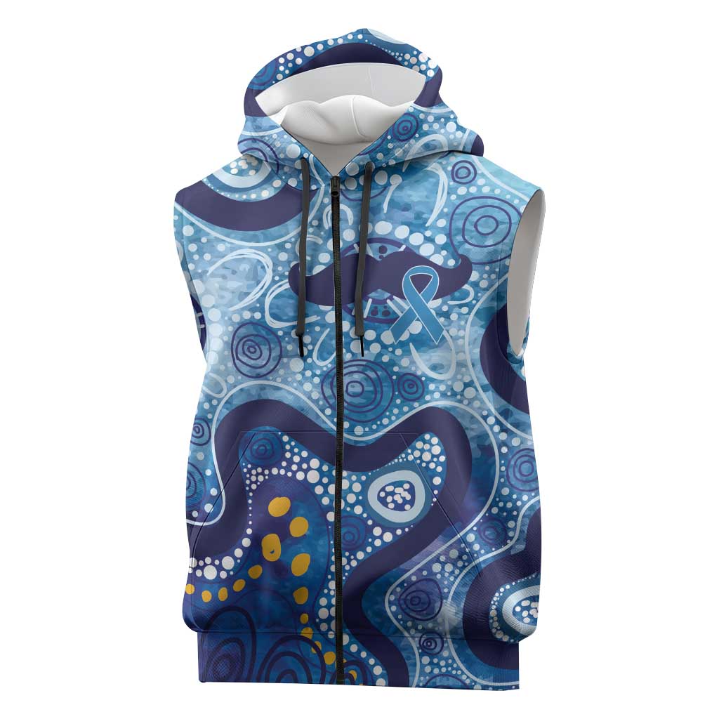 Australia Indigenous Blue Ribbon Sleeveless Zip Hoodie Mo Bros Mustache LT7