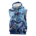 Australia Indigenous Blue Ribbon Sleeveless Zip Hoodie Mo Bros Mustache LT7