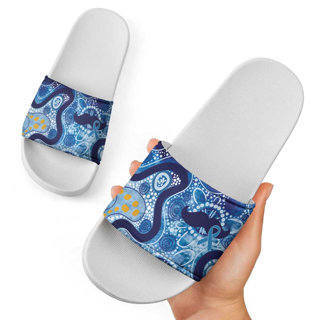 Australia Indigenous Blue Ribbon Slide Sandals Mo Bros Mustache - Aussie Hoodie