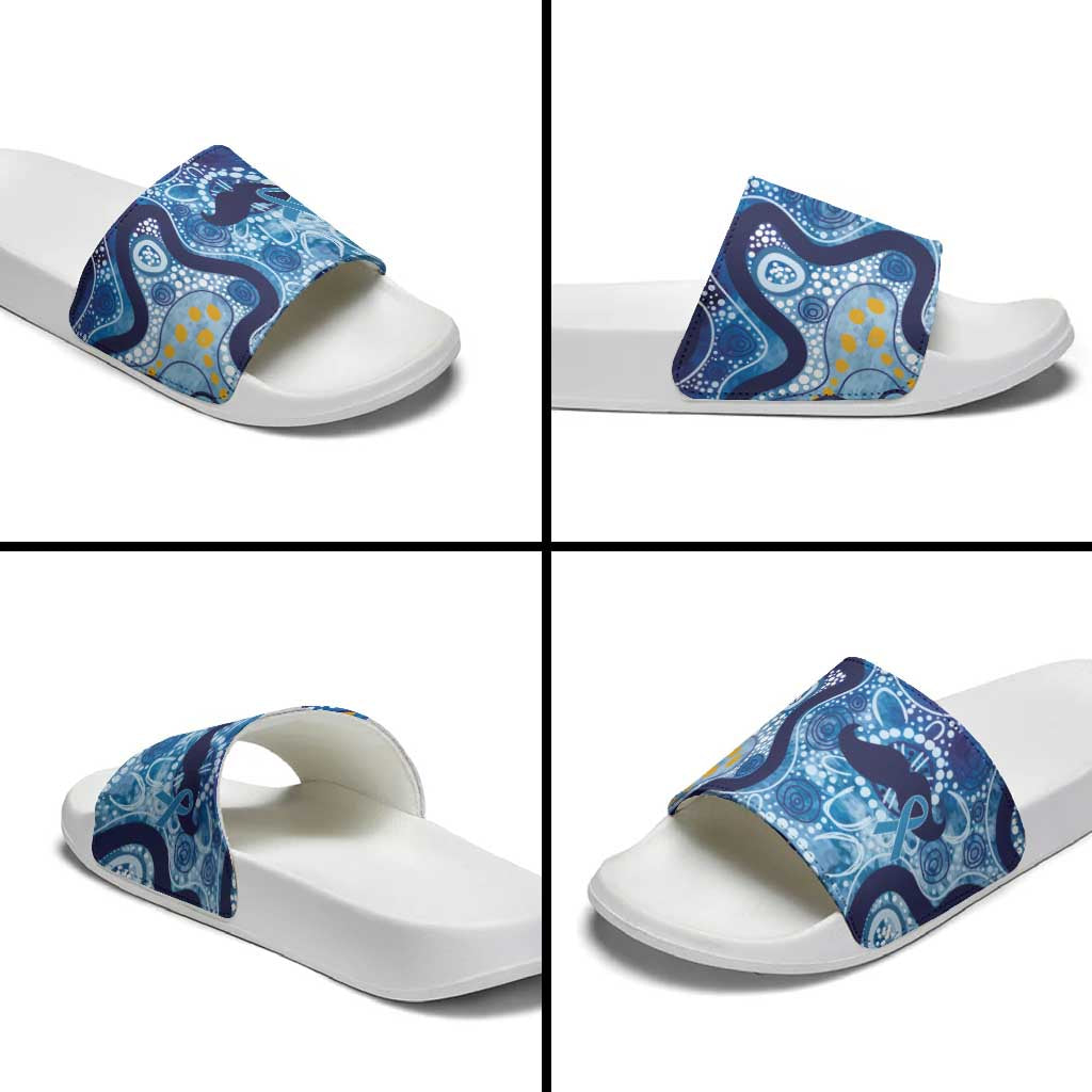 Australia Indigenous Blue Ribbon Slide Sandals Mo Bros Mustache - Aussie Hoodie