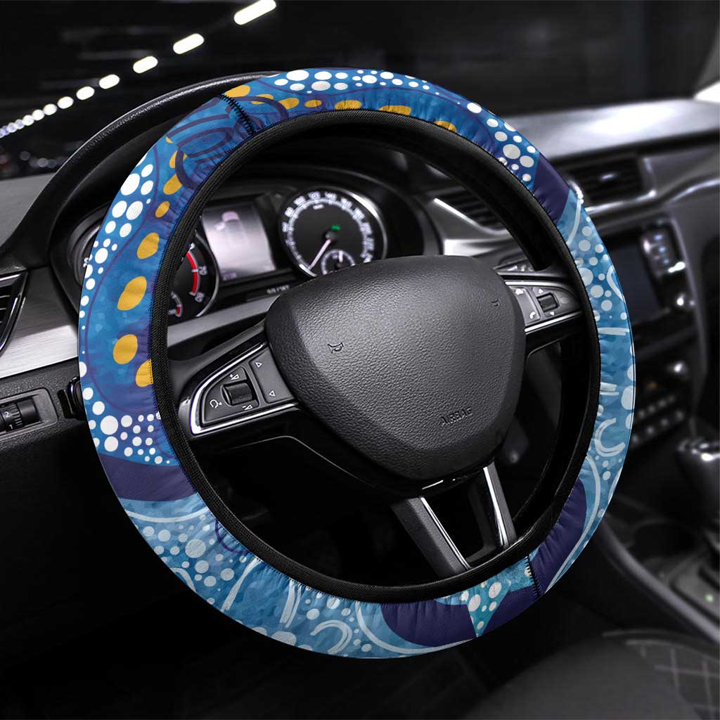Australia Indigenous Blue Ribbon Steering Wheel Cover Mo Bros Mustache - Aussie Hoodie