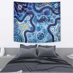 Australia Indigenous Blue Ribbon Tapestry Mo Bros Mustache - Aussie Hoodie