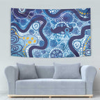 Australia Indigenous Blue Ribbon Tapestry Mo Bros Mustache - Aussie Hoodie