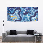 Australia Indigenous Blue Ribbon Tapestry Mo Bros Mustache - Aussie Hoodie