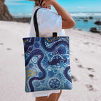 Australia Indigenous Blue Ribbon Tote Bag Mo Bros Mustache - Aussie Hoodie