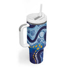 Australia Indigenous Blue Ribbon Tumbler With Handle Mo Bros Mustache - Aussie Hoodie