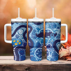 Australia Indigenous Blue Ribbon Tumbler With Handle Mo Bros Mustache - Aussie Hoodie