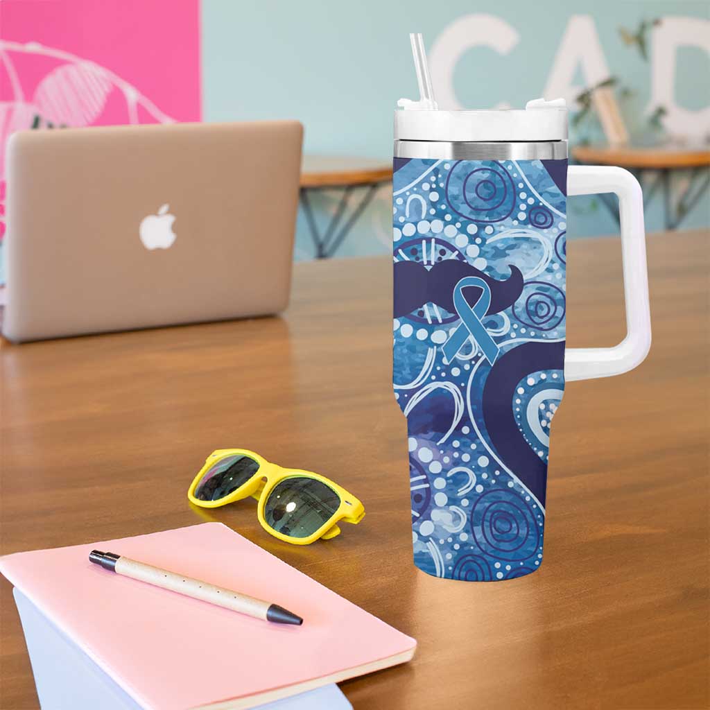 Australia Indigenous Blue Ribbon Tumbler With Handle Mo Bros Mustache - Aussie Hoodie