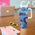 Australia Indigenous Blue Ribbon Tumbler With Handle Mo Bros Mustache - Aussie Hoodie