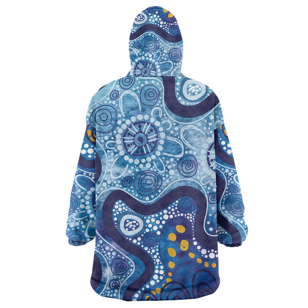 Australia Indigenous Blue Ribbon Wearable Blanket Hoodie Mo Bros Mustache - Aussie Hoodie
