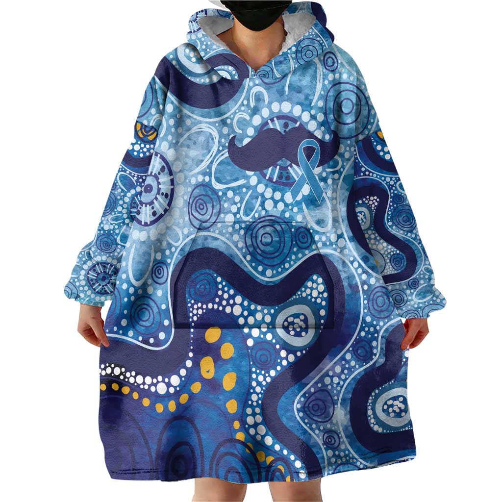 Australia Indigenous Blue Ribbon Wearable Blanket Hoodie Mo Bros Mustache - Aussie Hoodie
