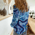 Australia Indigenous Blue Ribbon Women Casual Shirt Mo Bros Mustache - Aussie Hoodie