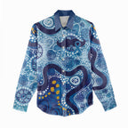 Australia Indigenous Blue Ribbon Women Casual Shirt Mo Bros Mustache - Aussie Hoodie