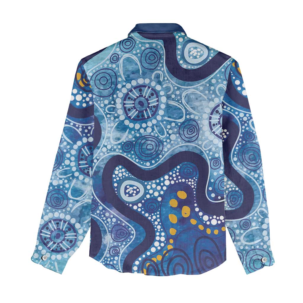 Australia Indigenous Blue Ribbon Women Casual Shirt Mo Bros Mustache - Aussie Hoodie