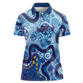 Australia Indigenous Blue Ribbon Women Polo Shirt Mo Bros Mustache - Aussie Hoodie