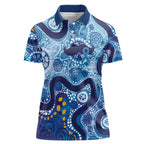 Australia Indigenous Blue Ribbon Women Polo Shirt Mo Bros Mustache - Aussie Hoodie