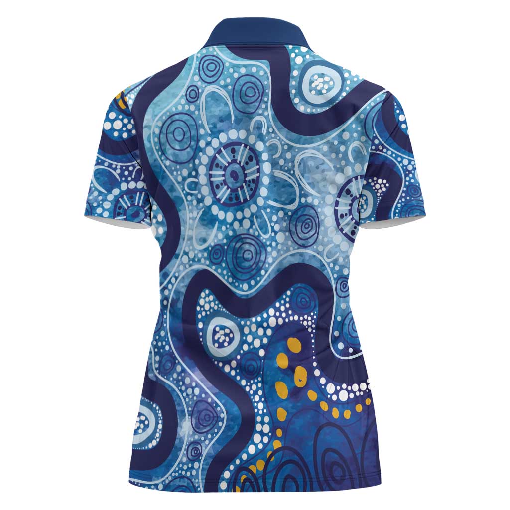 Australia Indigenous Blue Ribbon Women Polo Shirt Mo Bros Mustache - Aussie Hoodie
