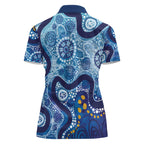 Australia Indigenous Blue Ribbon Women Polo Shirt Mo Bros Mustache - Aussie Hoodie