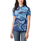 Australia Indigenous Blue Ribbon Women Polo Shirt Mo Bros Mustache - Aussie Hoodie